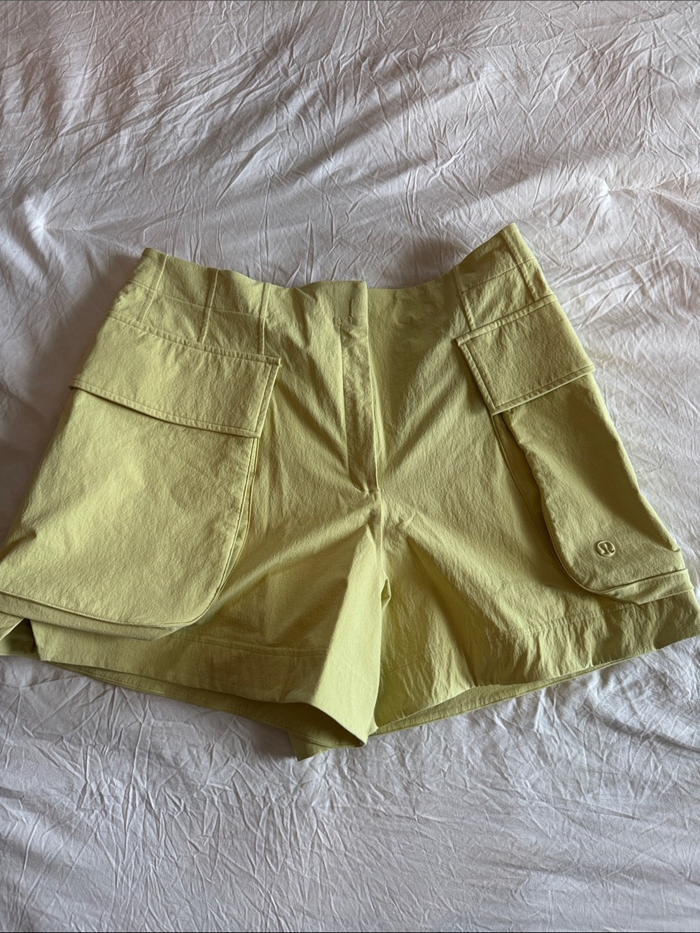 lululemon athletica Pale Yellow Cargo Shorts with Flap Pockets